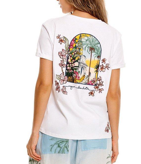 Agua Bendita Gea Ventura Embroidered Crew Neck Short Sleeve Tee Shirt Product Image