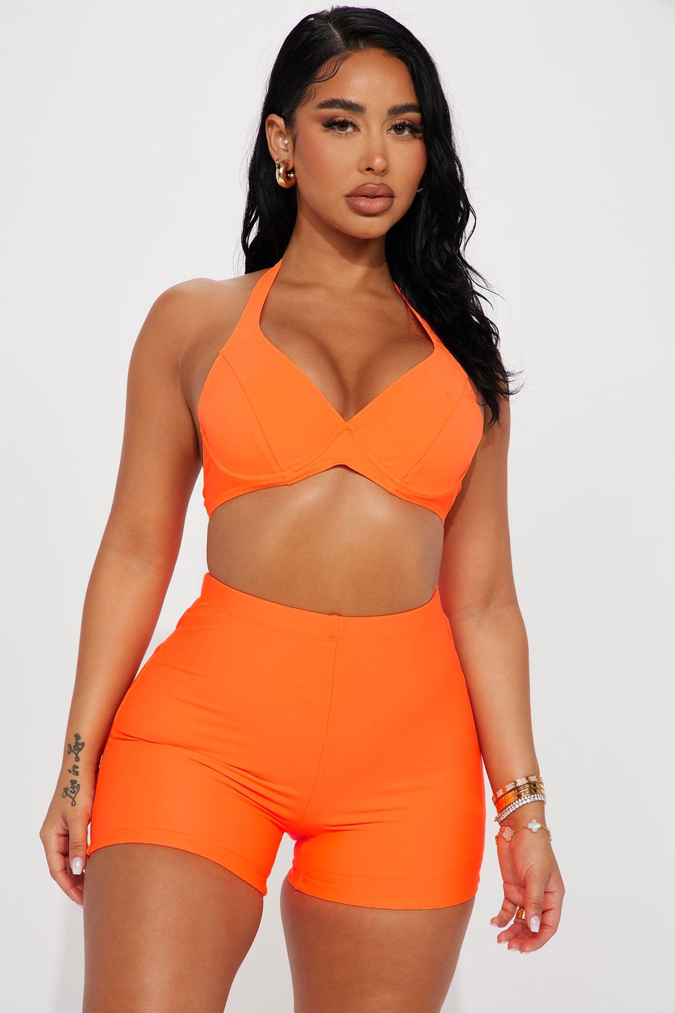 Maui Mix And Match Biker Short Bikini Bottom - Orange Product Image
