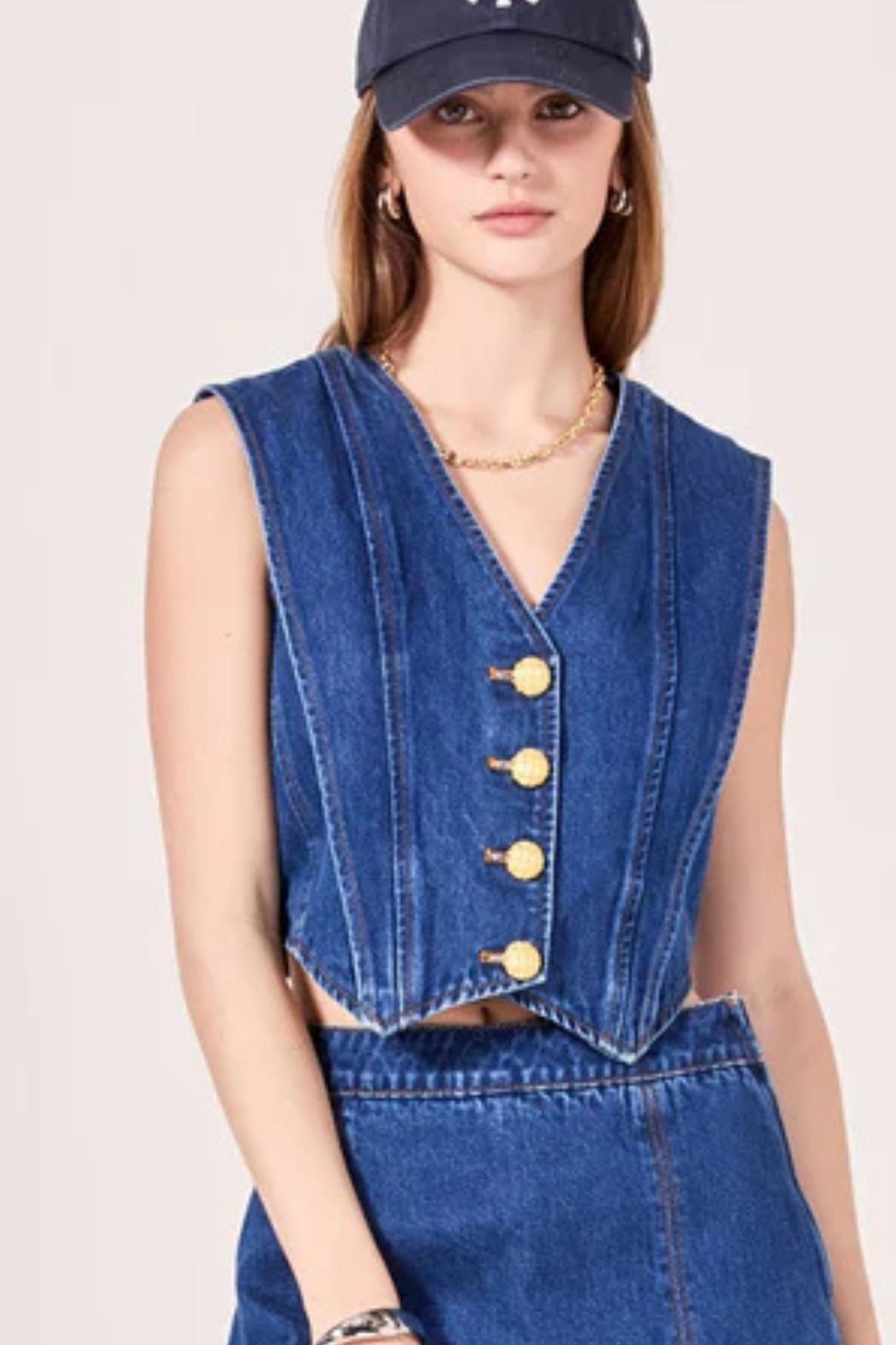 Sleeveless Denim Vest Product Image