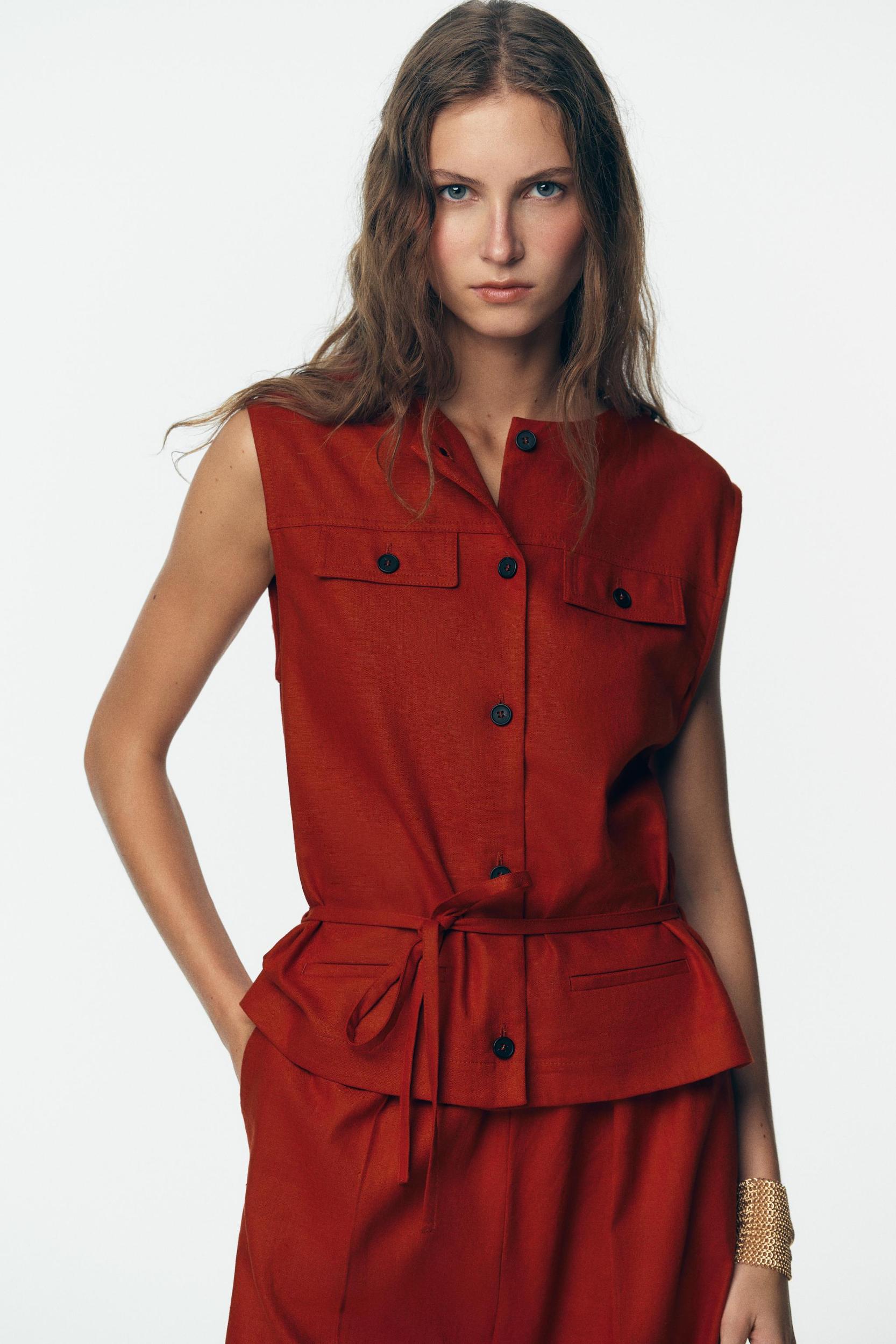 LINEN VEST JUMPSUIT Product Image