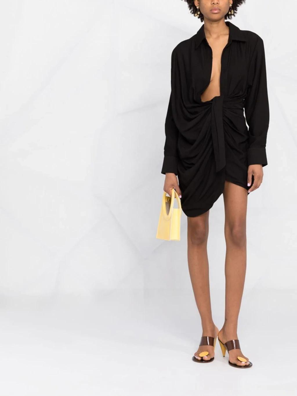 JACQUEMUS La Robe Bahia Viscose Jersey Mini Dress In Black Product Image