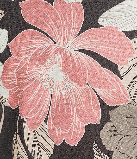 Kasper Floral Satin Drape Neck Sleeveless Top Product Image