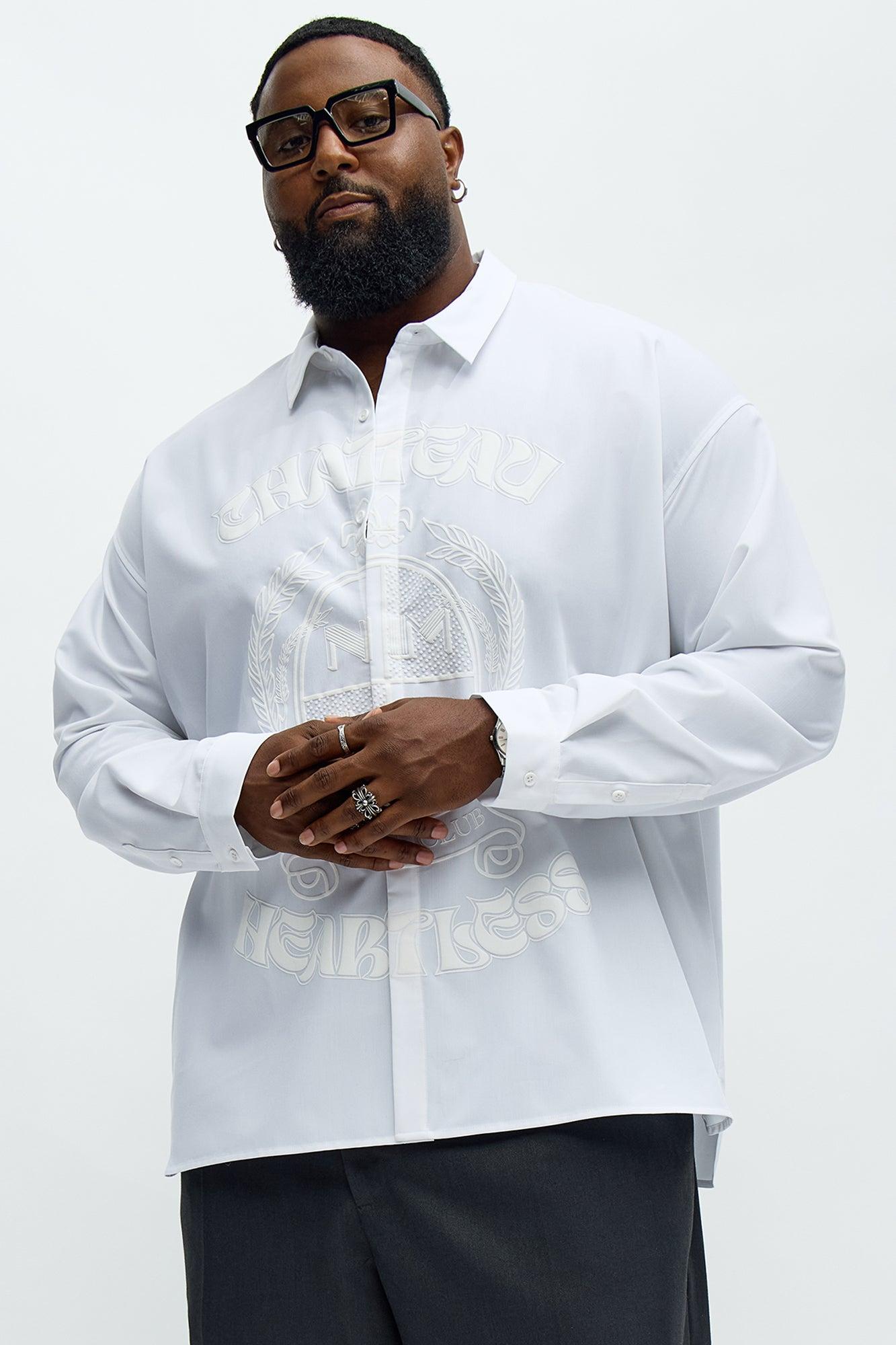 Oversized Relaxed Chateau Long Sleeve Button Up Shirt - White/combo Product Image