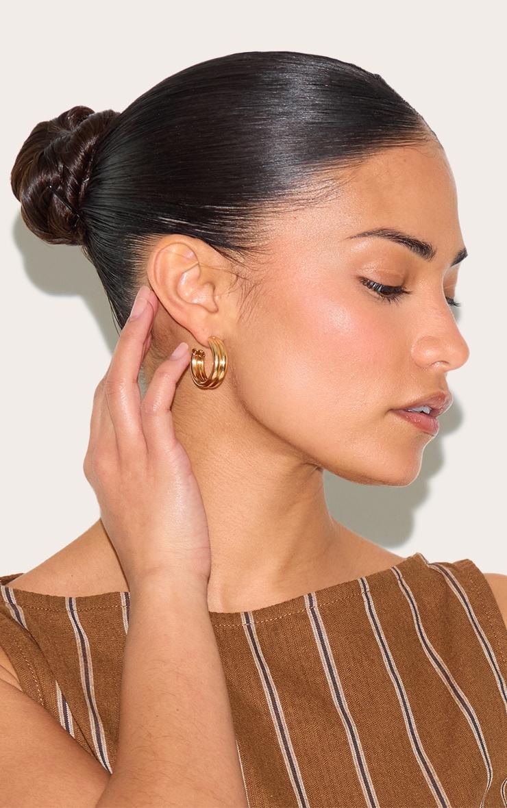 Gold Chunky Square Hoop Multi-pack Earrings Product Image