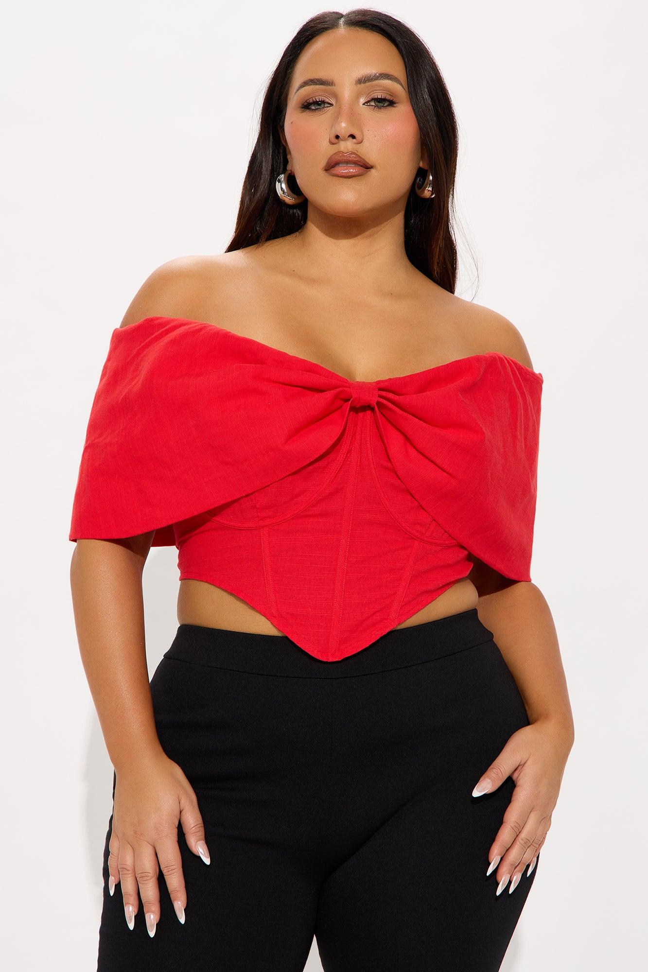 Lorelai Bow Corset Top - Red Product Image