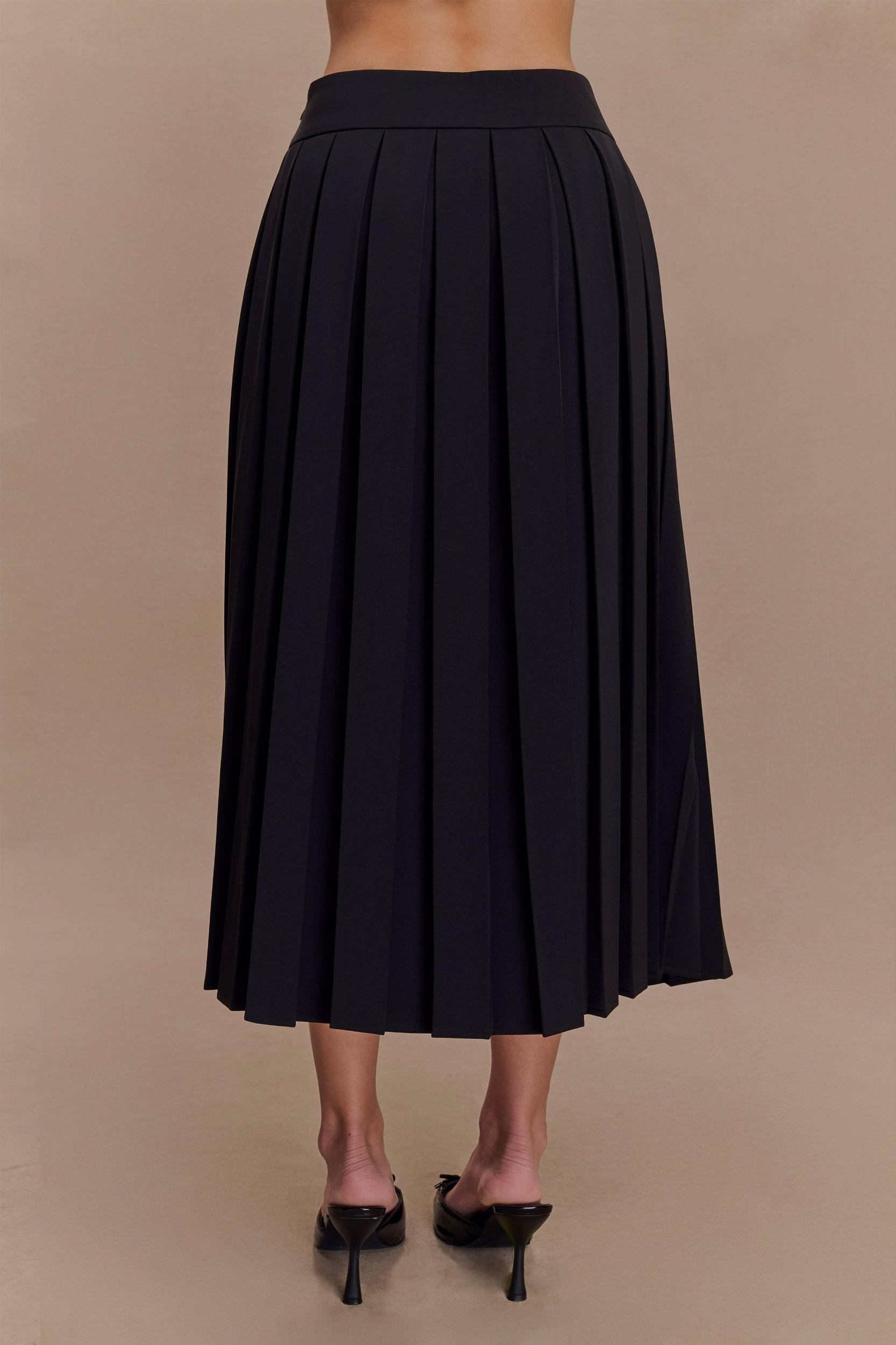 Sunny Pleated Midi Skirt - Black Product Image