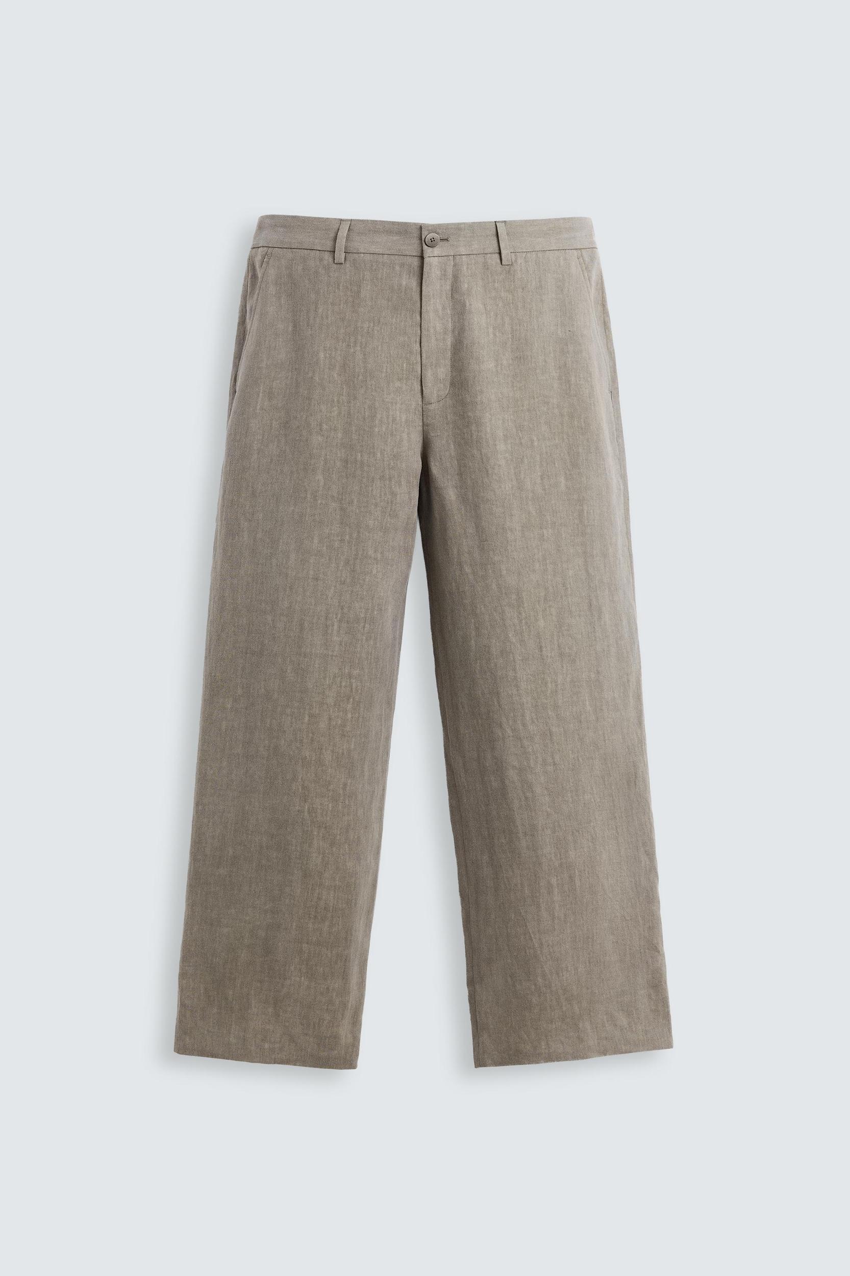 100% WASHED LINEN SUIT PANTS Product Image