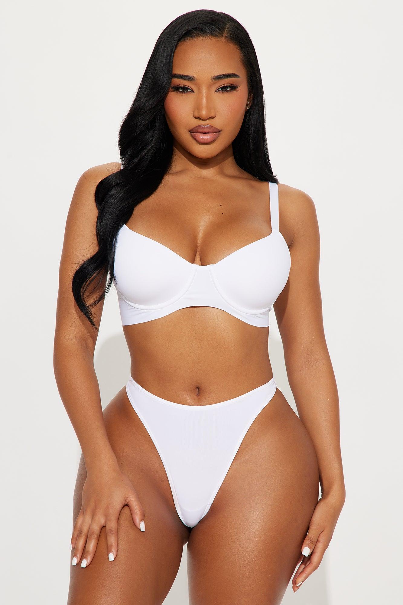 Nova Microfiber Dipped Thong Panty - White Product Image