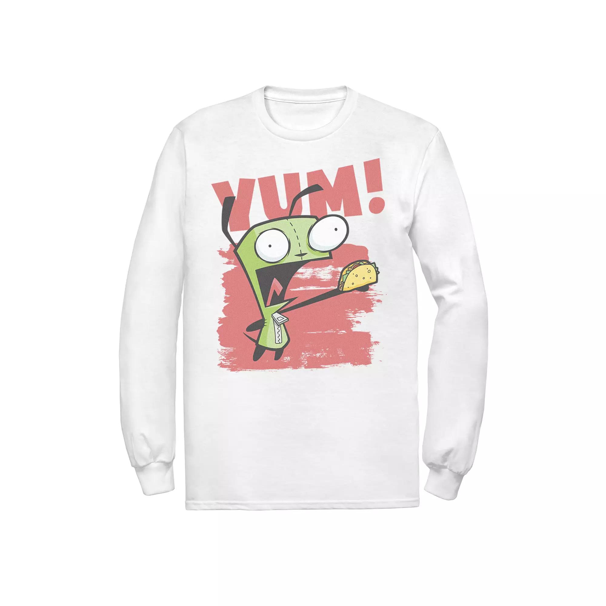 Men's Nickelodeon Invader Zim Gir Screaming Yum! Taco Portrait Long Sleeve Graphic Tee,  Product Image
