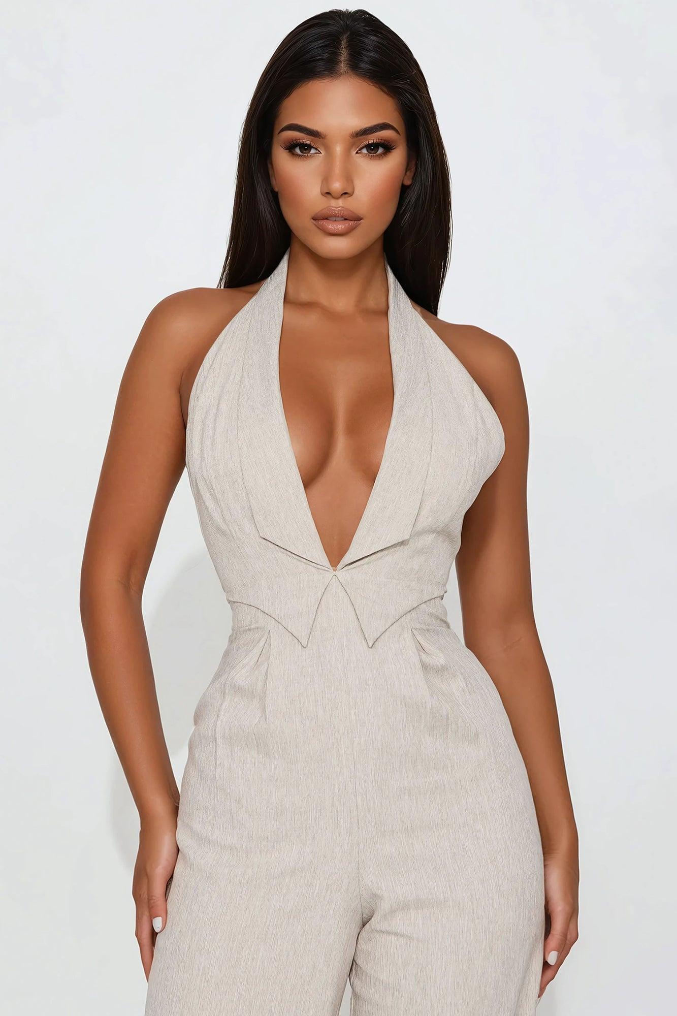 Making Moves Linen Jumpsuit - Oatmeal Product Image