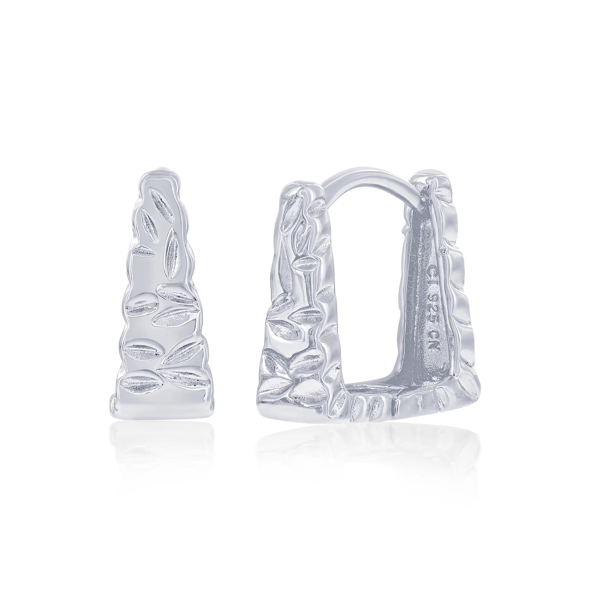 Argento Bella Sterling Silver Textured Square Hoop Earrings, Women's Product Image