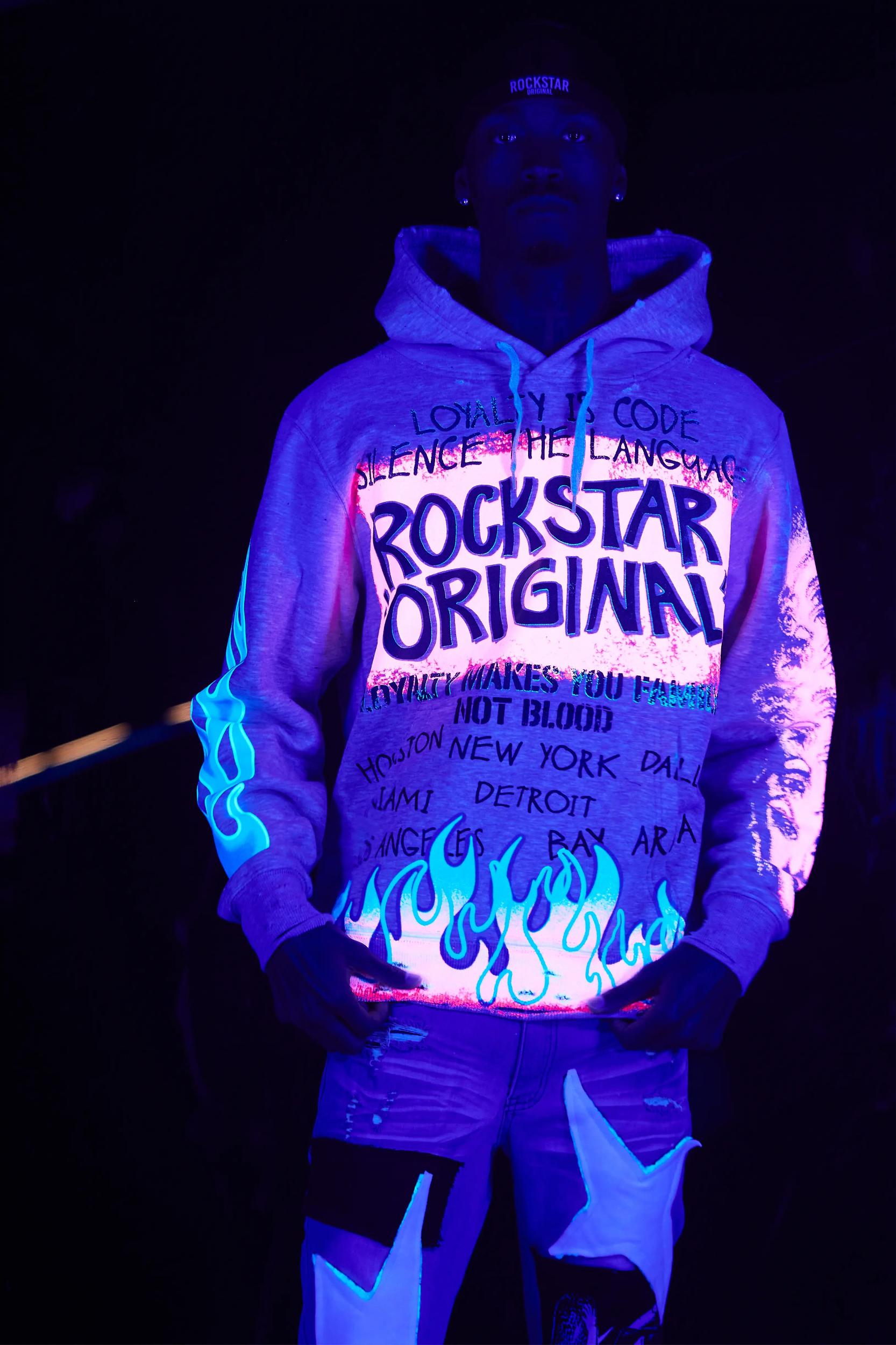 Beno Heather Grey Distressed Graphic Hoodie Male Product Image