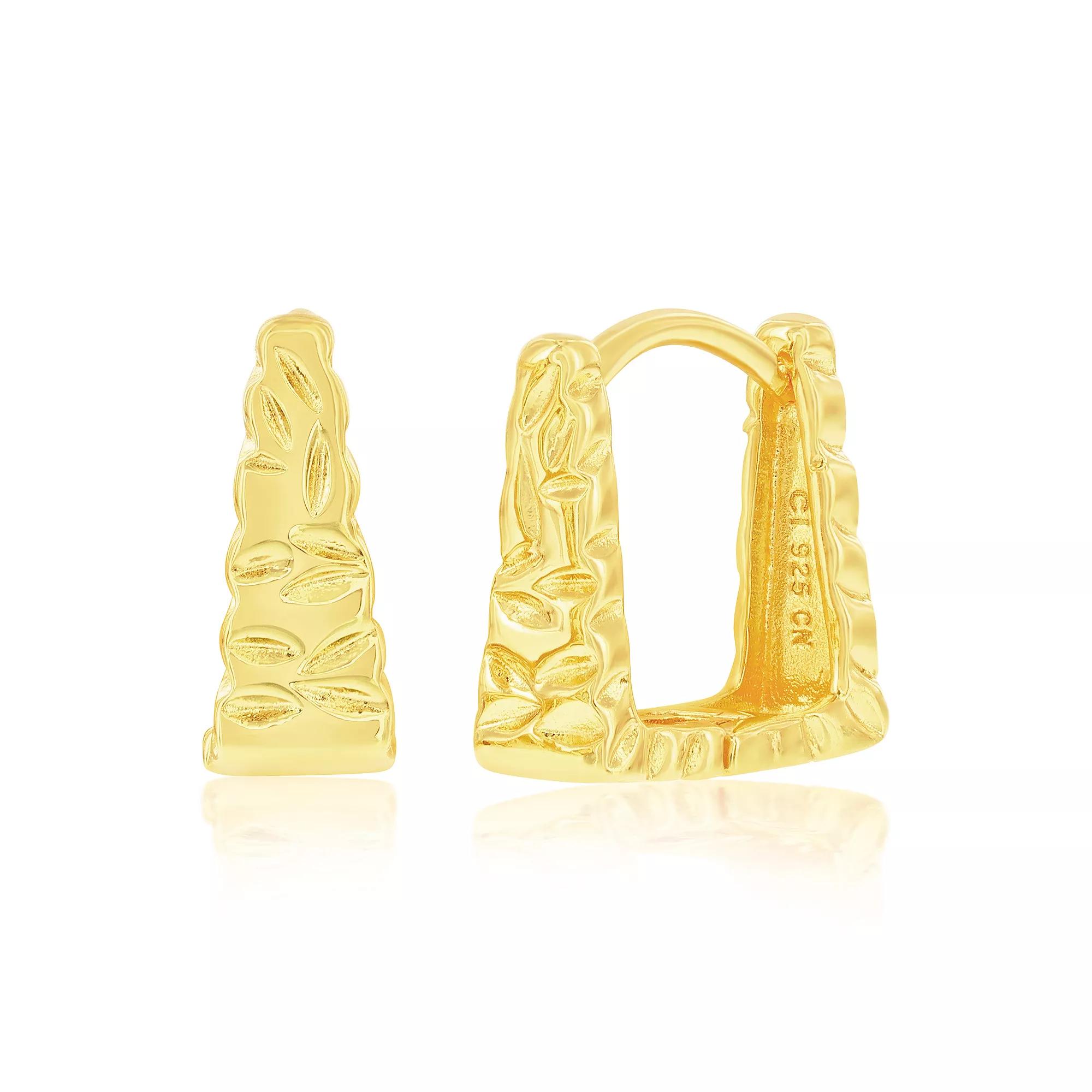 Argento Bella Sterling Silver Textured Square Hoop Earrings, Women's, Gold Tone Product Image