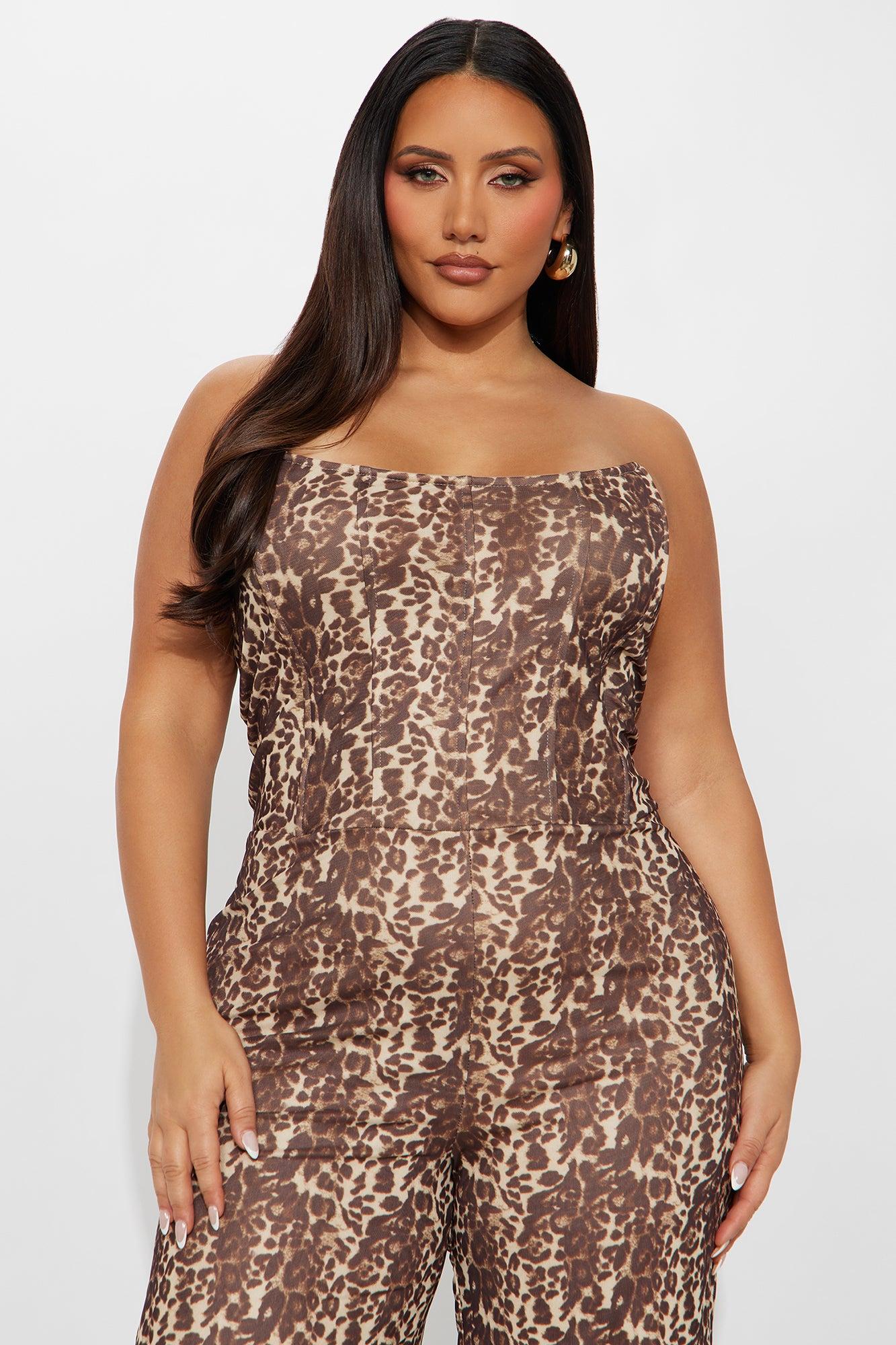 Leveling Up Leopard Print Corset Jumpsuit - Leopard Female Product Image