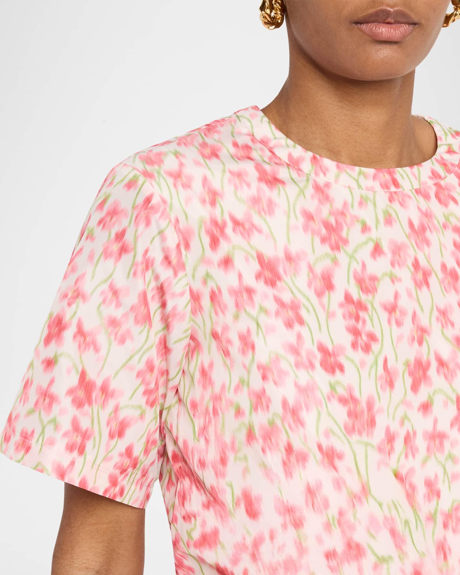 Floral-Print Short-Sleeve Twisted Mini Dress Product Image