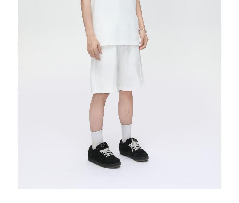 Short Sleeve Plain Polo Shirt / Drawstring Waist Sweat Shorts Product Image