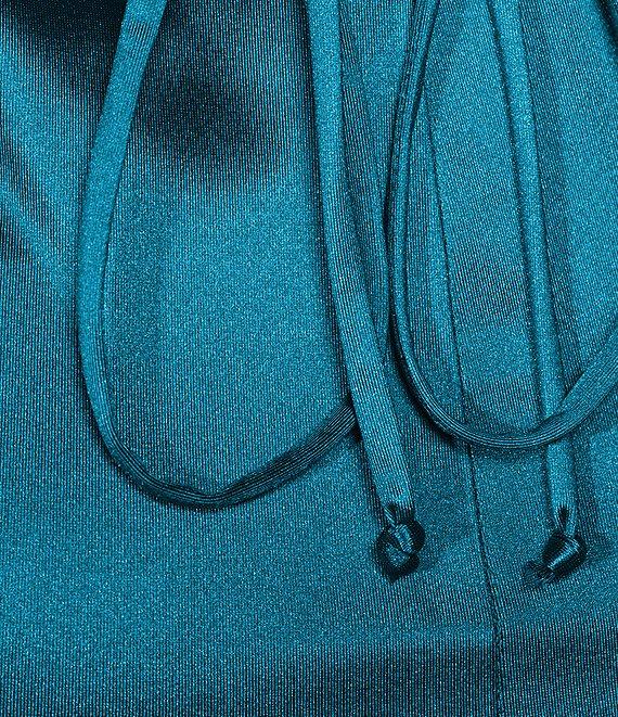 Honey and Rosie Satin Lace-Up Back Wrap Mini Dress Product Image