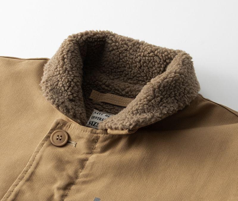 Printed-Back Fleece-Lined Hooded Jacket Product Image