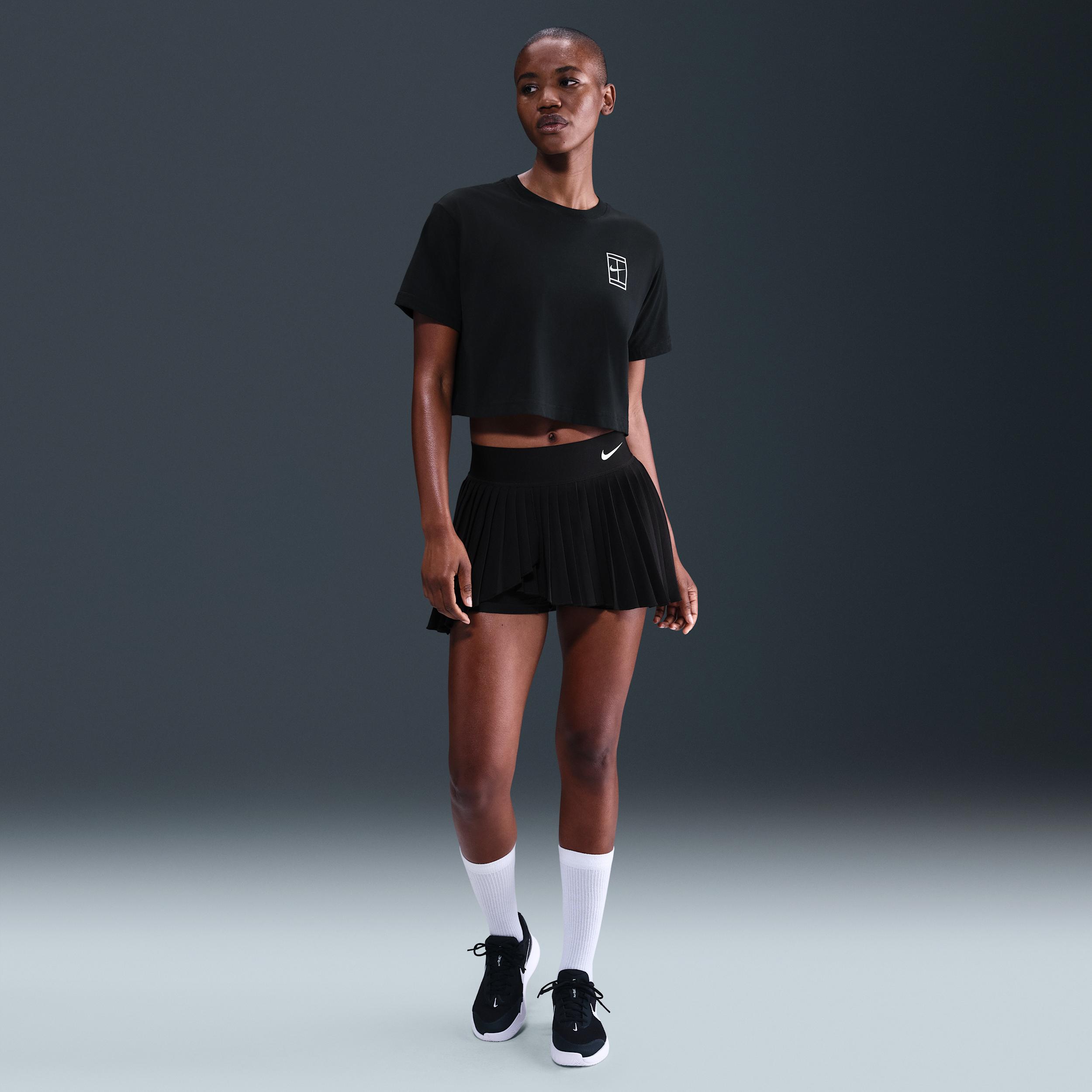 Nike Womens Slam Dri-FIT Short-Sleeve Cropped Tennis T-Shirt | HV6987-010 Product Image