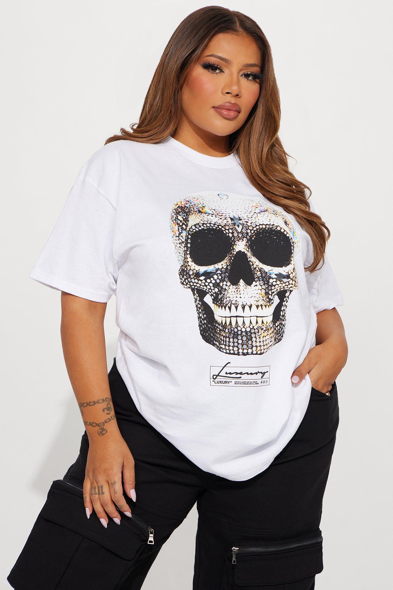 Made Of Diamonds Skull Graphic Tee - White Product Image