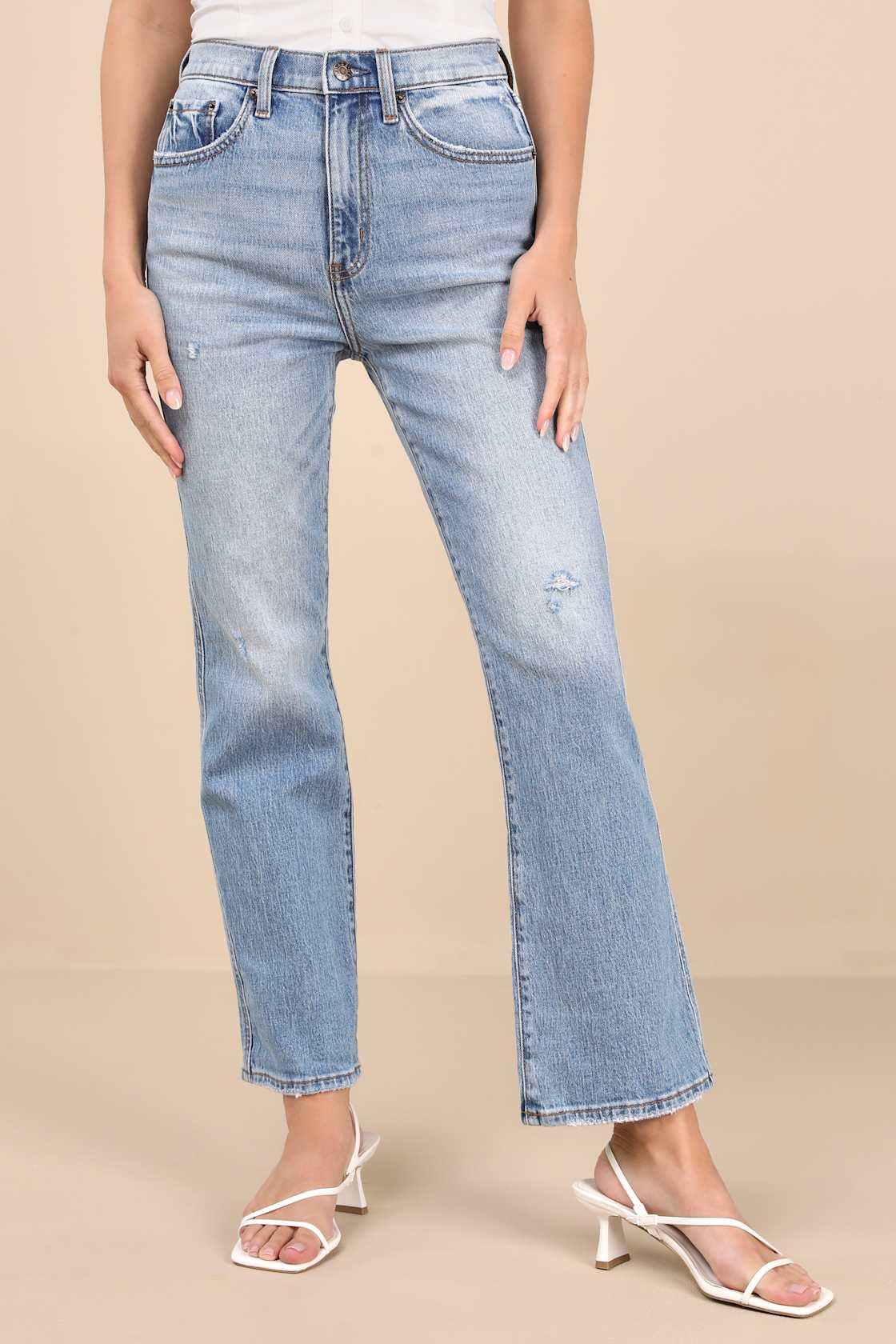 Soho Light Wash Distressed High-Rise Flare Jeans Product Image