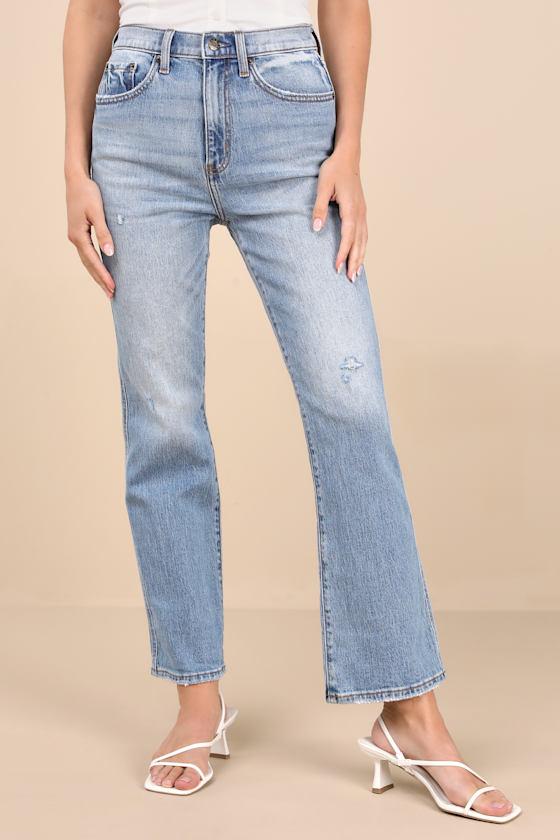 Soho Light Wash Distressed High-Rise Flare Jeans Product Image