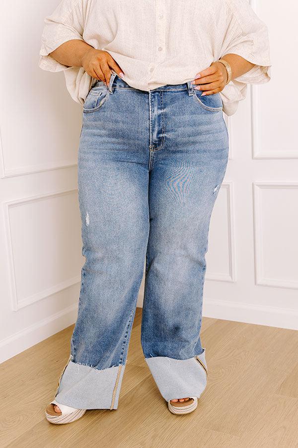 RISEN Ellie High Waist Straight Leg Cuffed Jean Curves Product Image