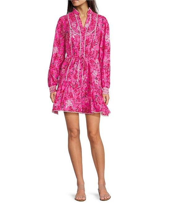 Lilly Pulitzer Arletta Poplin Giraffic Park Print Stand Collar Long Sleeve Shirt Dress Product Image