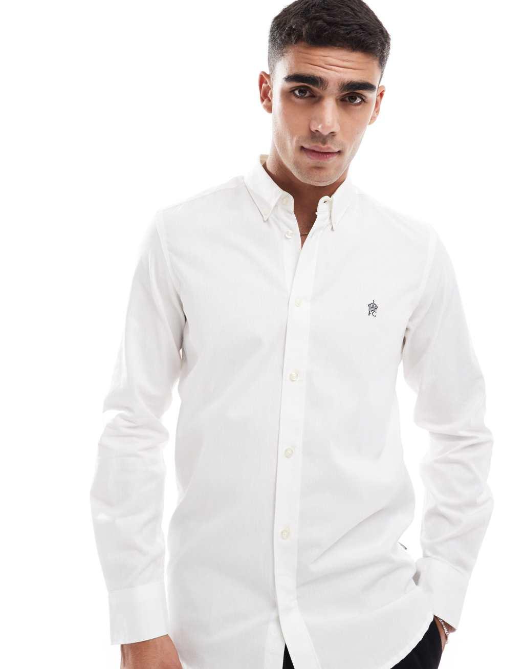 French Connection smart fitted shirt in white Product Image