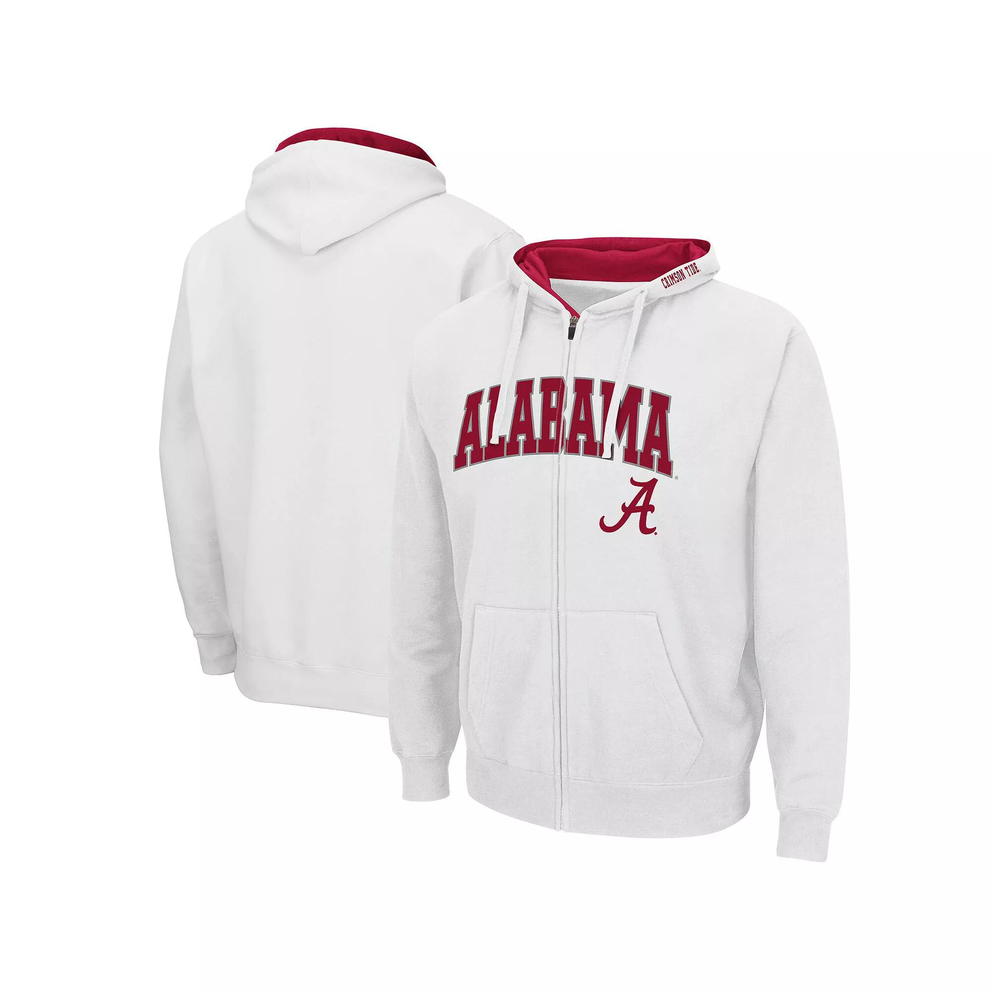 Men's Colosseum White Alabama Crimson Tide Arch & Logo 3.0 Full-Zip Hoodie,  Product Image