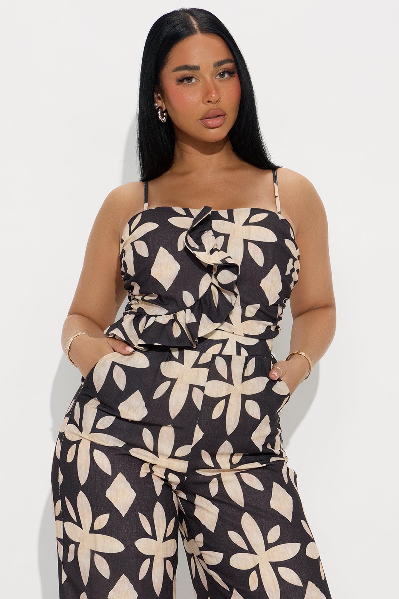 Francesca Linen Jumpsuit - Charcoal/combo Female Product Image