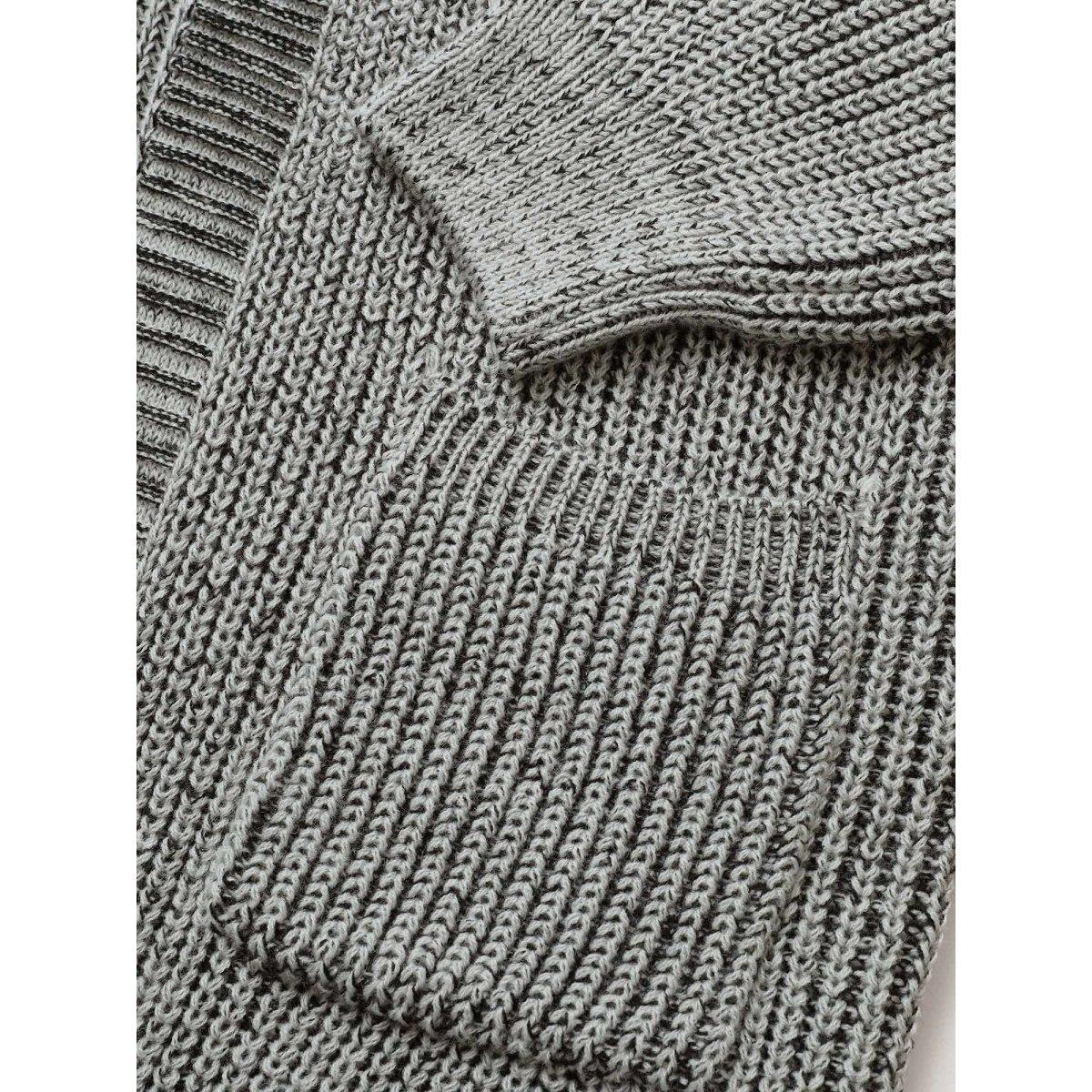 Plus Size Solid Drop Shoulder Puff Sleeve Knit Cardigan Silver Women Casual Loose Long Sleeve Everyday Cardigans BloomChic 30/6X Product Image