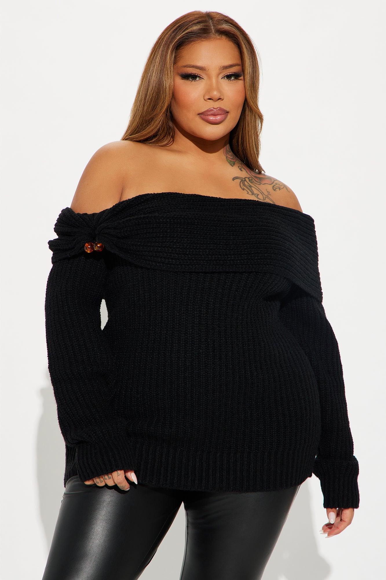 Places To Be Off Shoulder Sweater - Black Product Image