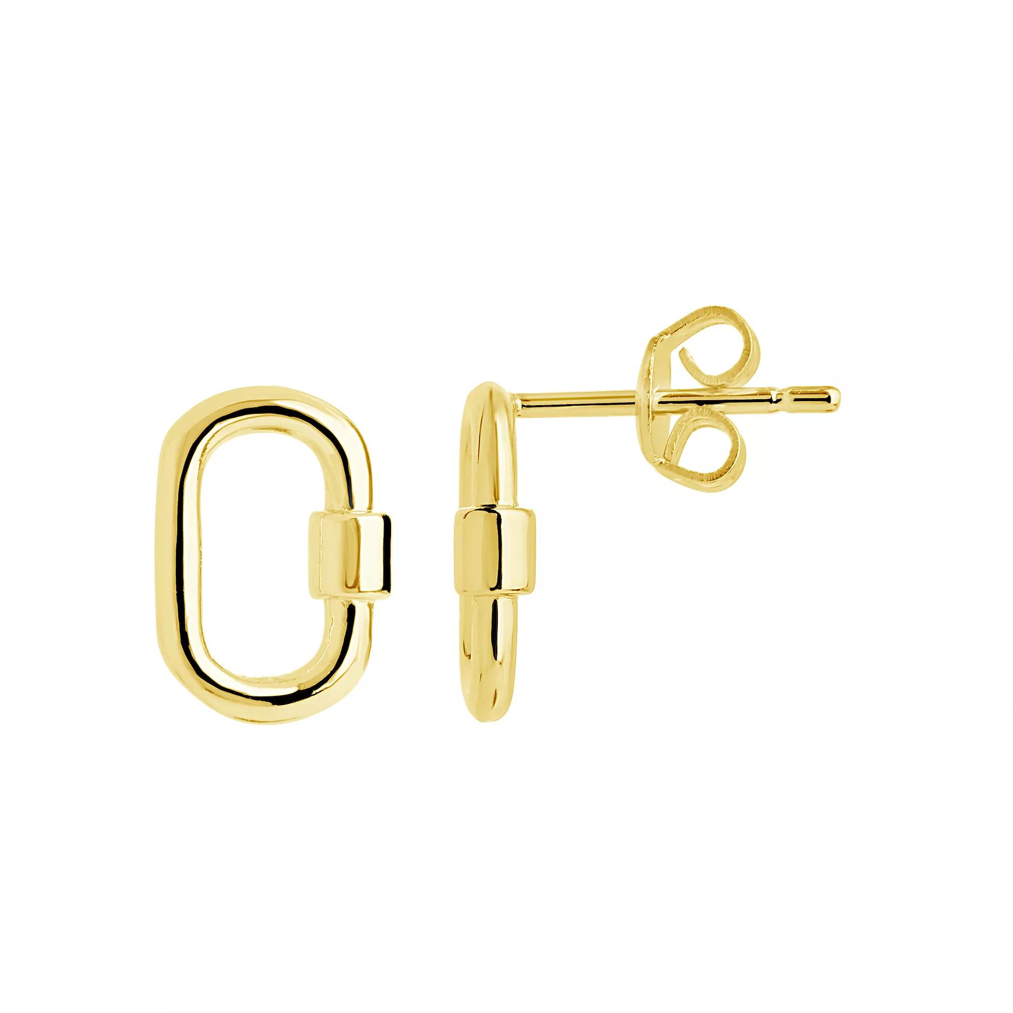 MC Collective Polished Carabiner Lock Stud Earrings, Women's, Gold Tone Product Image