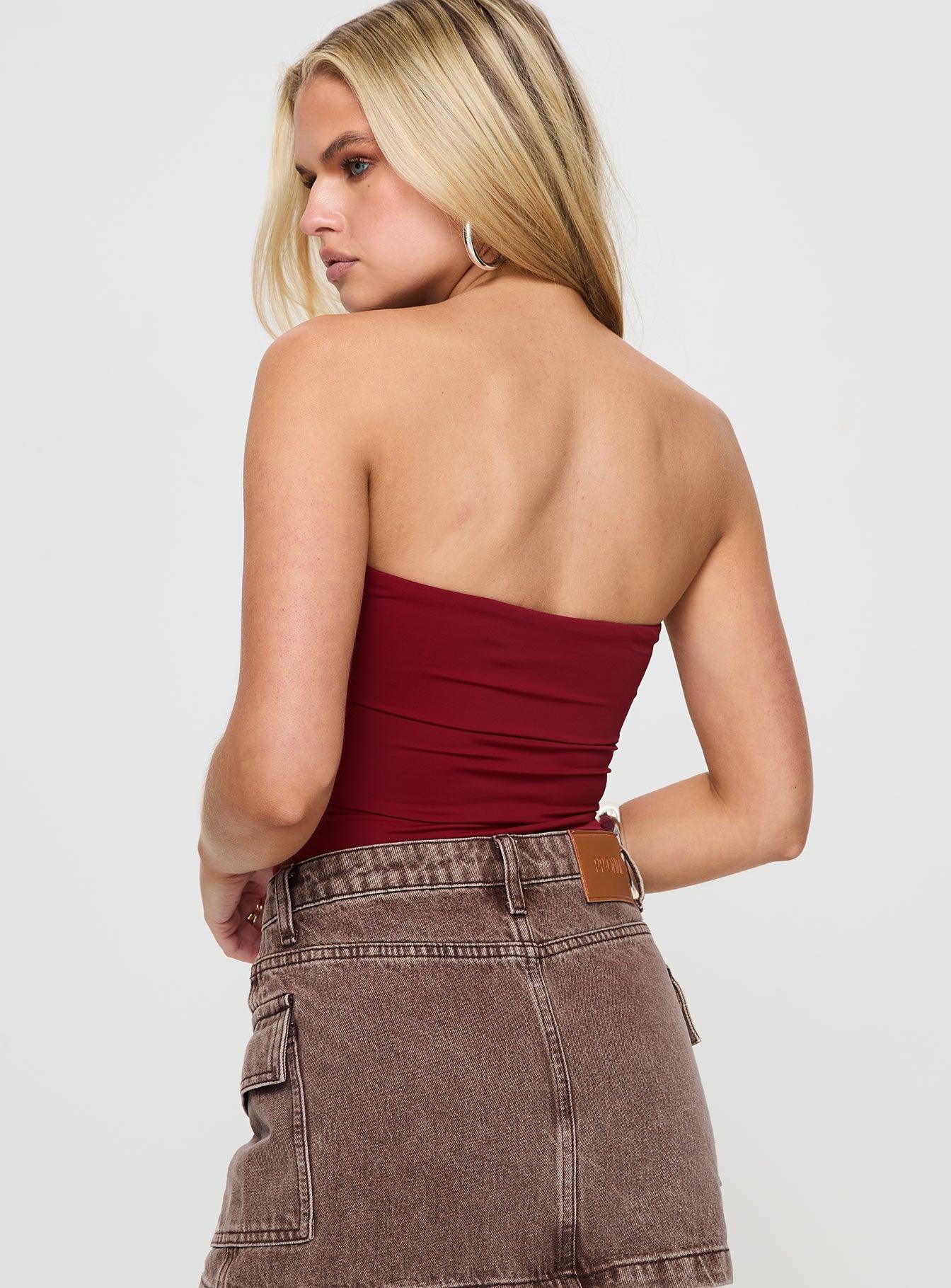 Niner Strapless Bodysuit Burgundy Product Image