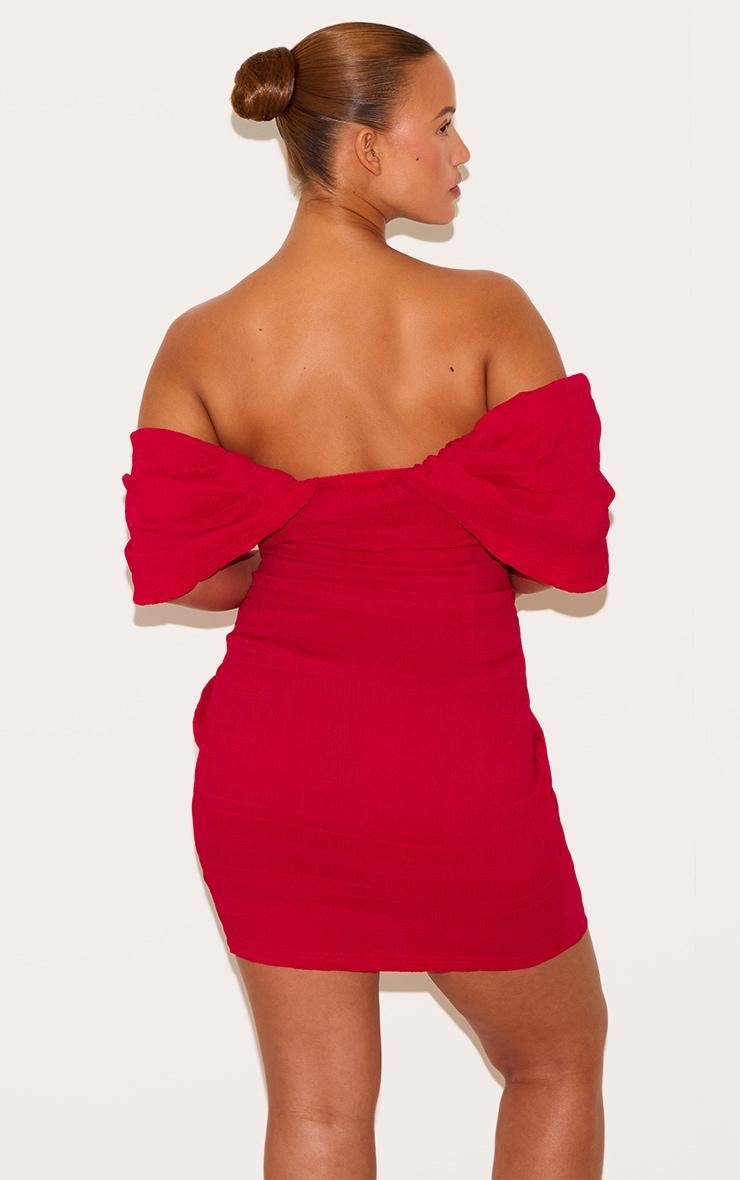 Plus Red Textured V Bar Bodycon Dress Product Image