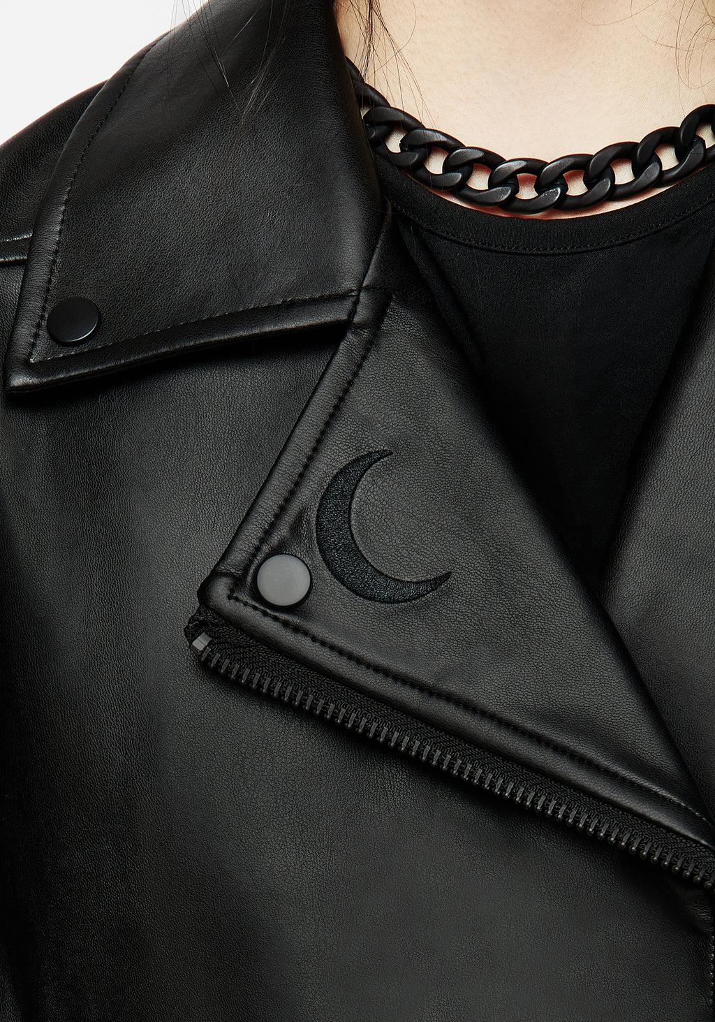 Mori Embroidered Faux Leather Jacket Product Image