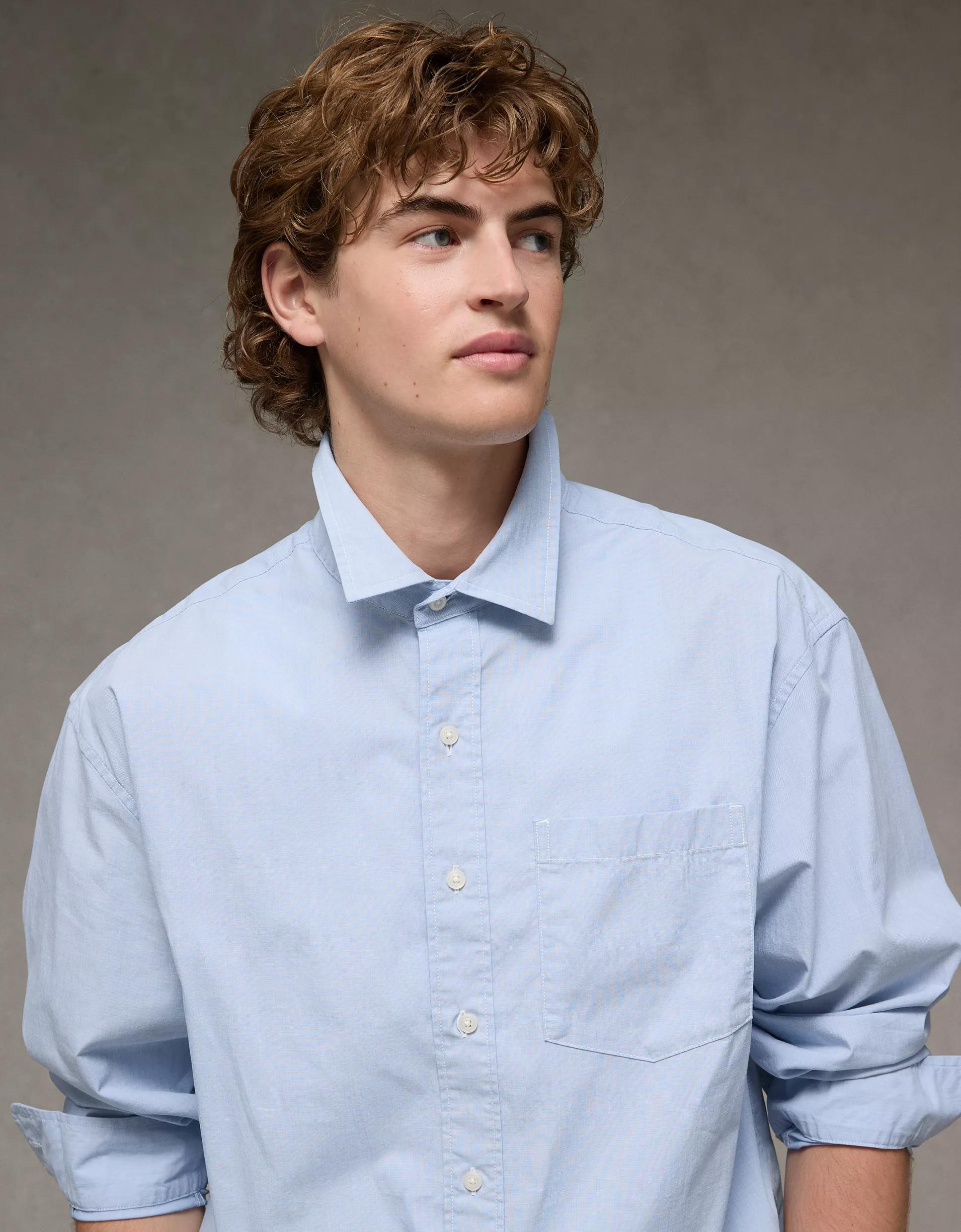 AE Everyday Relaxed Fit Poplin Button-Up Shirt Product Image
