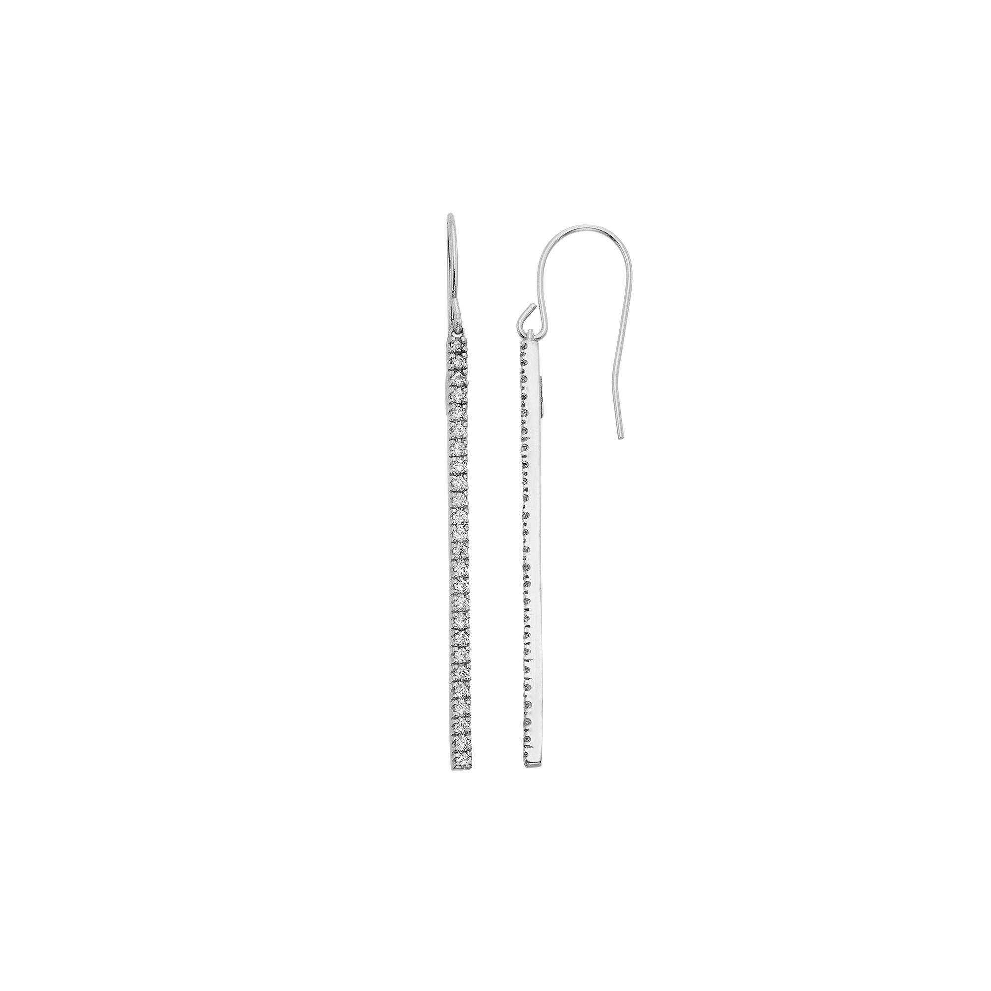 1/2 Carat T.W. Diamond 10k Gold Stick Drop Earrings, Women's, White Product Image