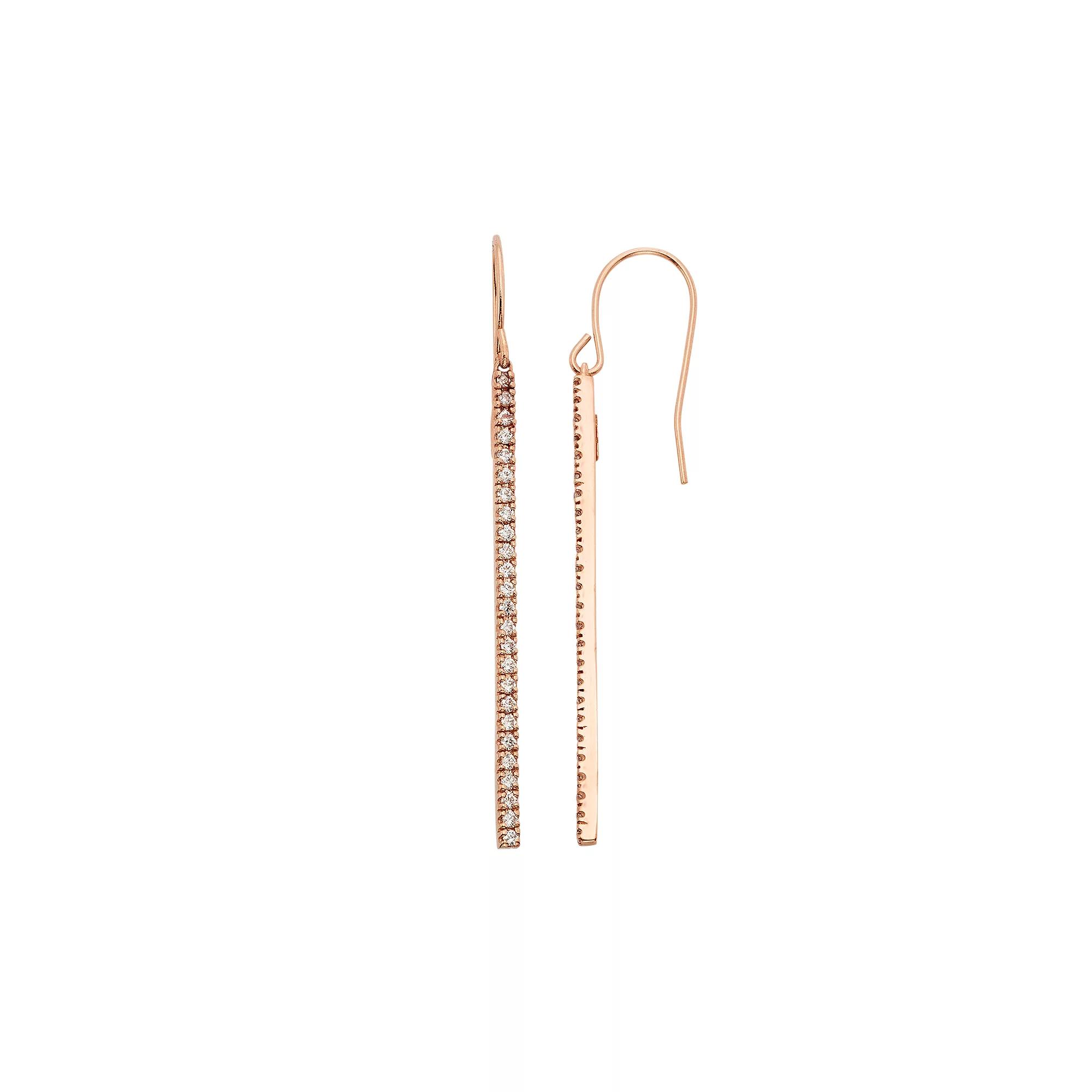 1/2 Carat T.W. Diamond 10k Gold Stick Drop Earrings, Women's, White Product Image