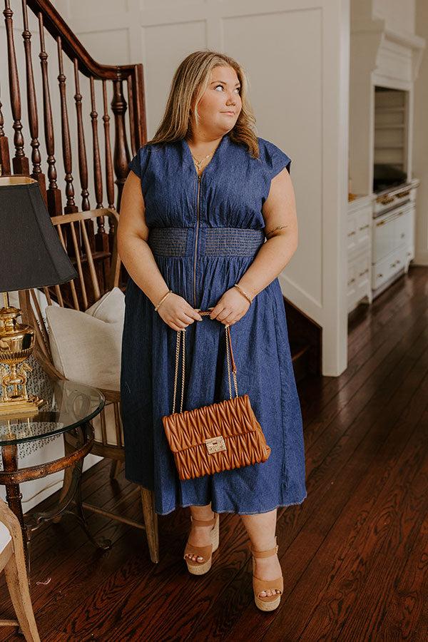 Picnic At The Park Denim Midi Dress Curves Product Image