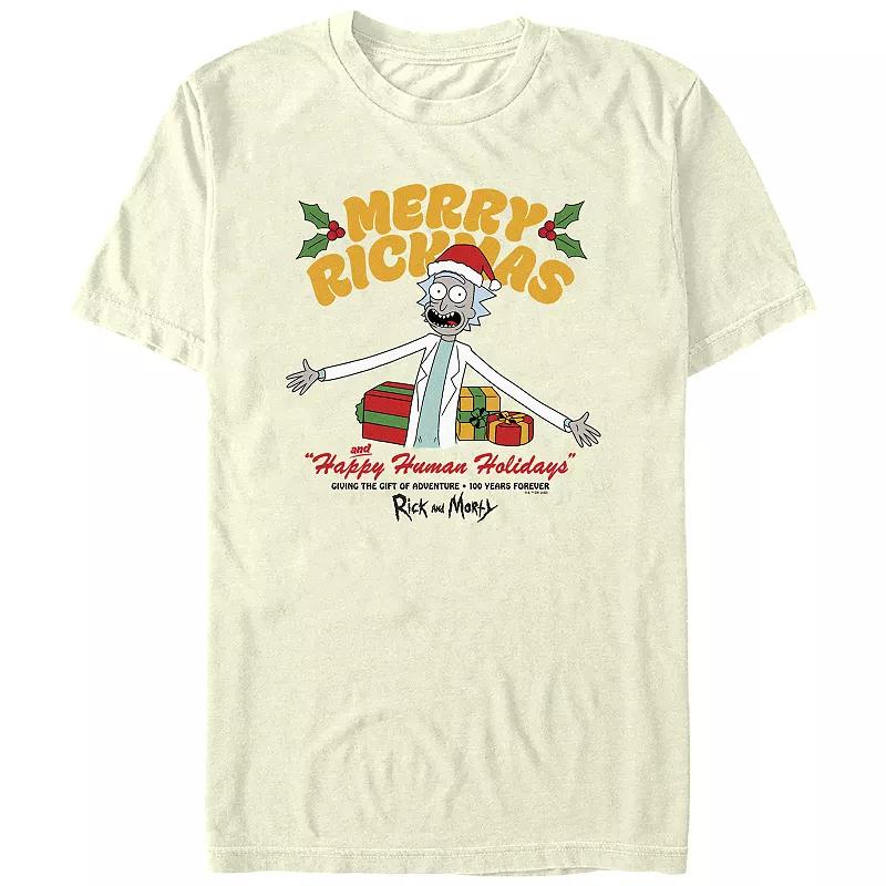 Men's Rick And Morty Merry Rickmas Happy Human Holiday Graphic Tee,  Product Image