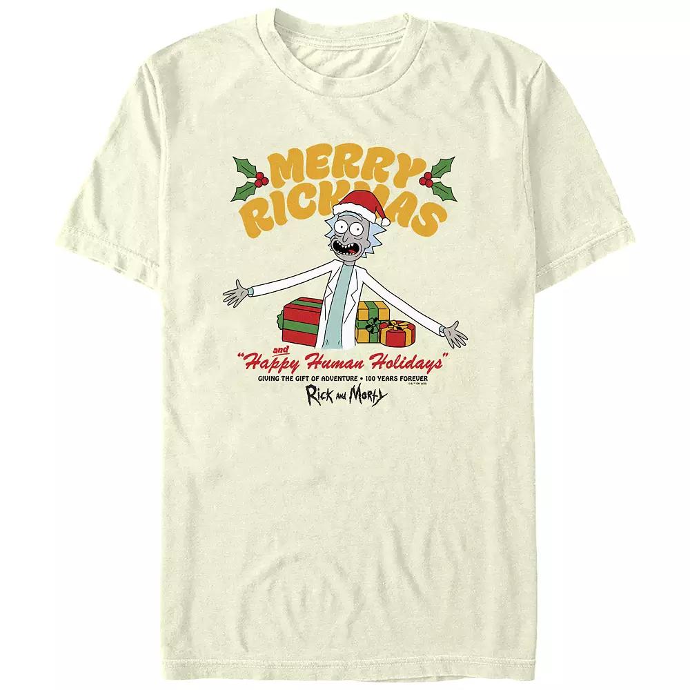 Men's Rick And Morty Merry Rickmas Happy Human Holiday Graphic Tee,  Product Image