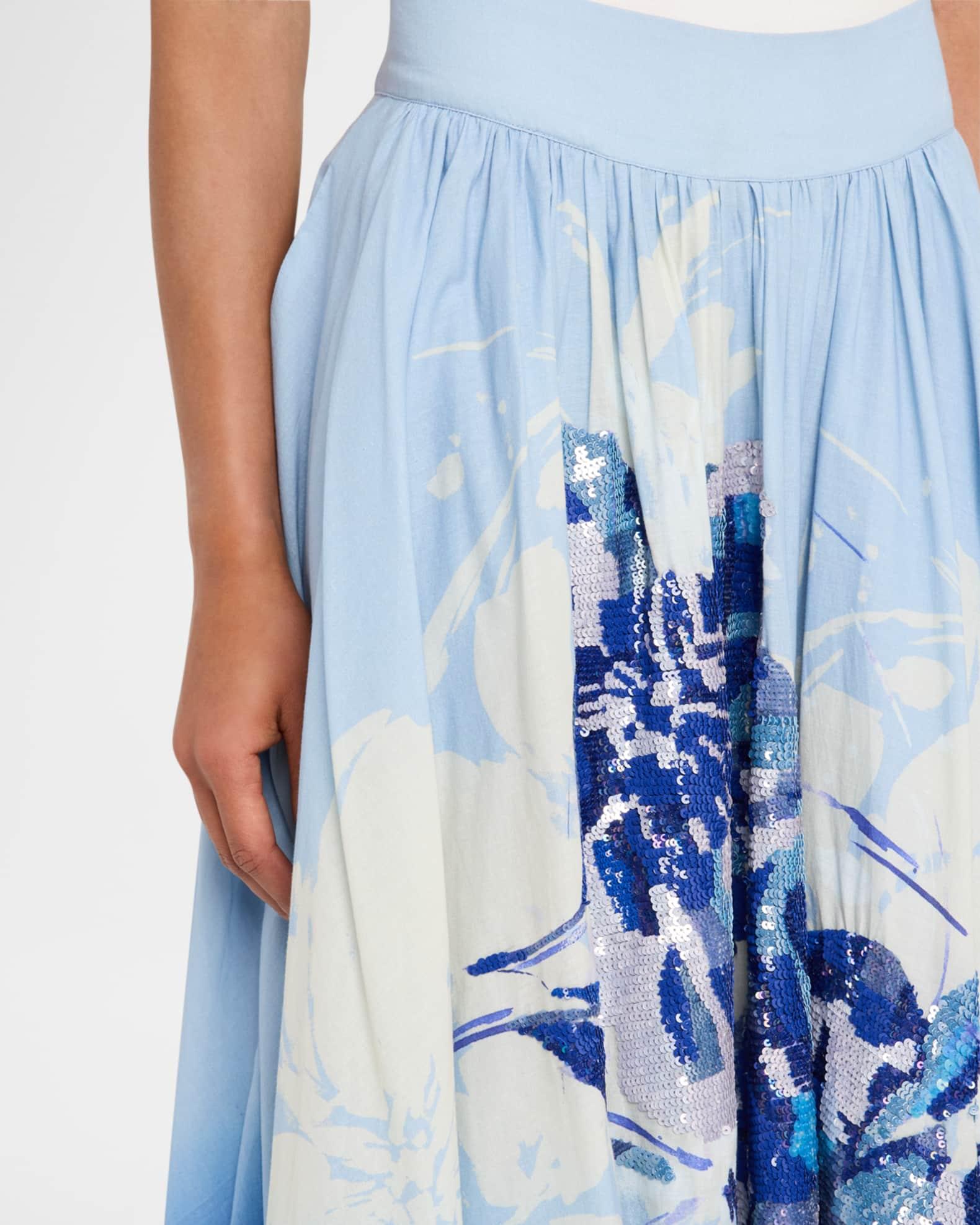 Selwyn Ombre Sequin Floral-Print Midi Skirt Product Image