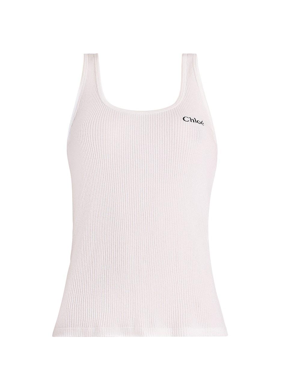 Womens Logo Cotton Rib-Knit Tank Top Product Image