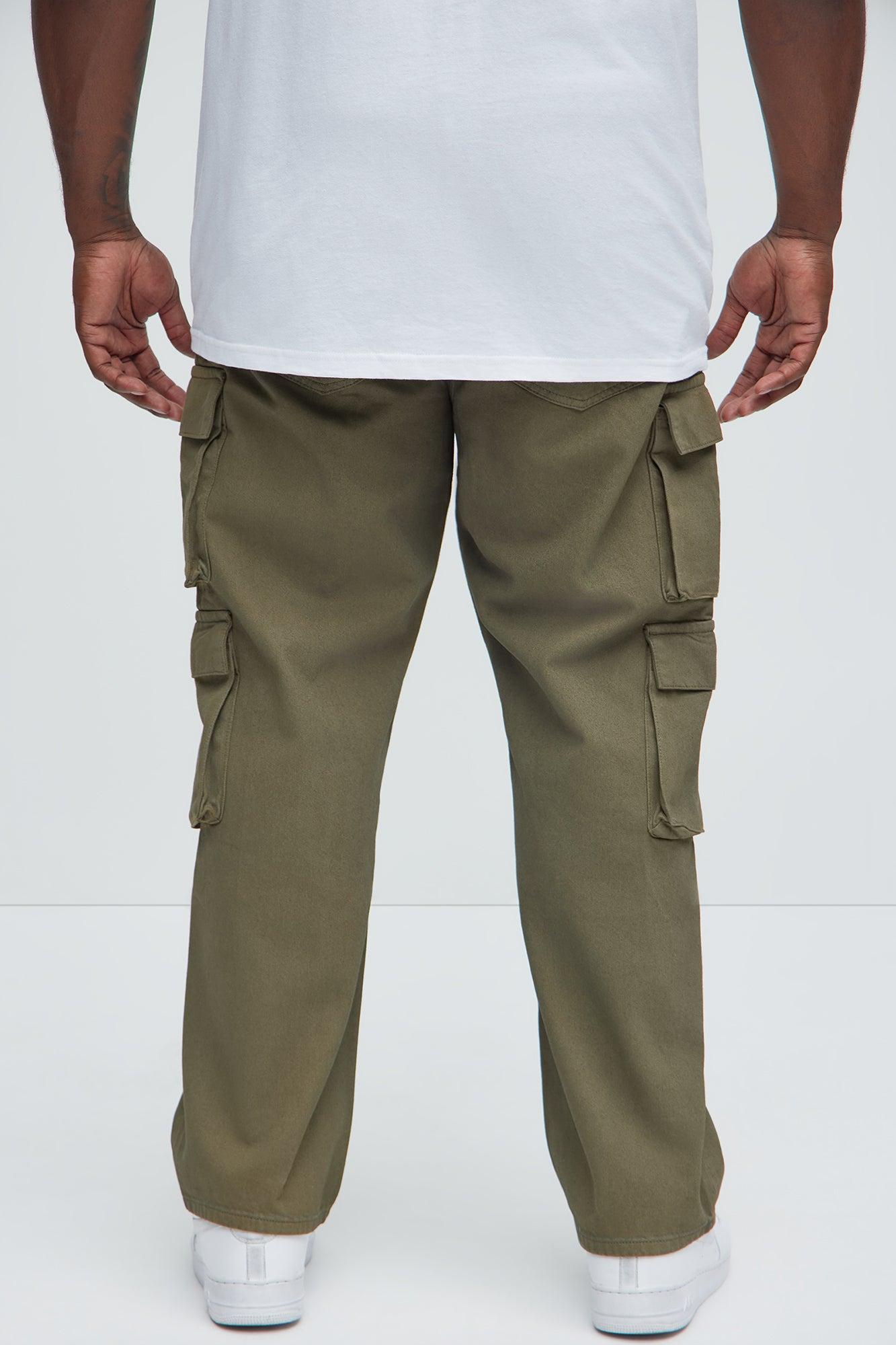 Waxy Straight Cargo Jeans - Olive Product Image