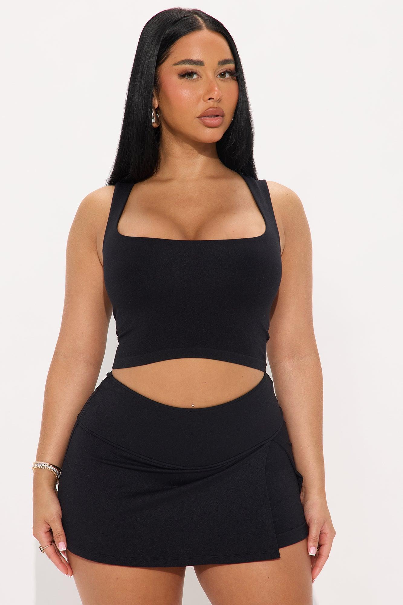 Sporty Babe Seamless Skirt Set - Black Product Image