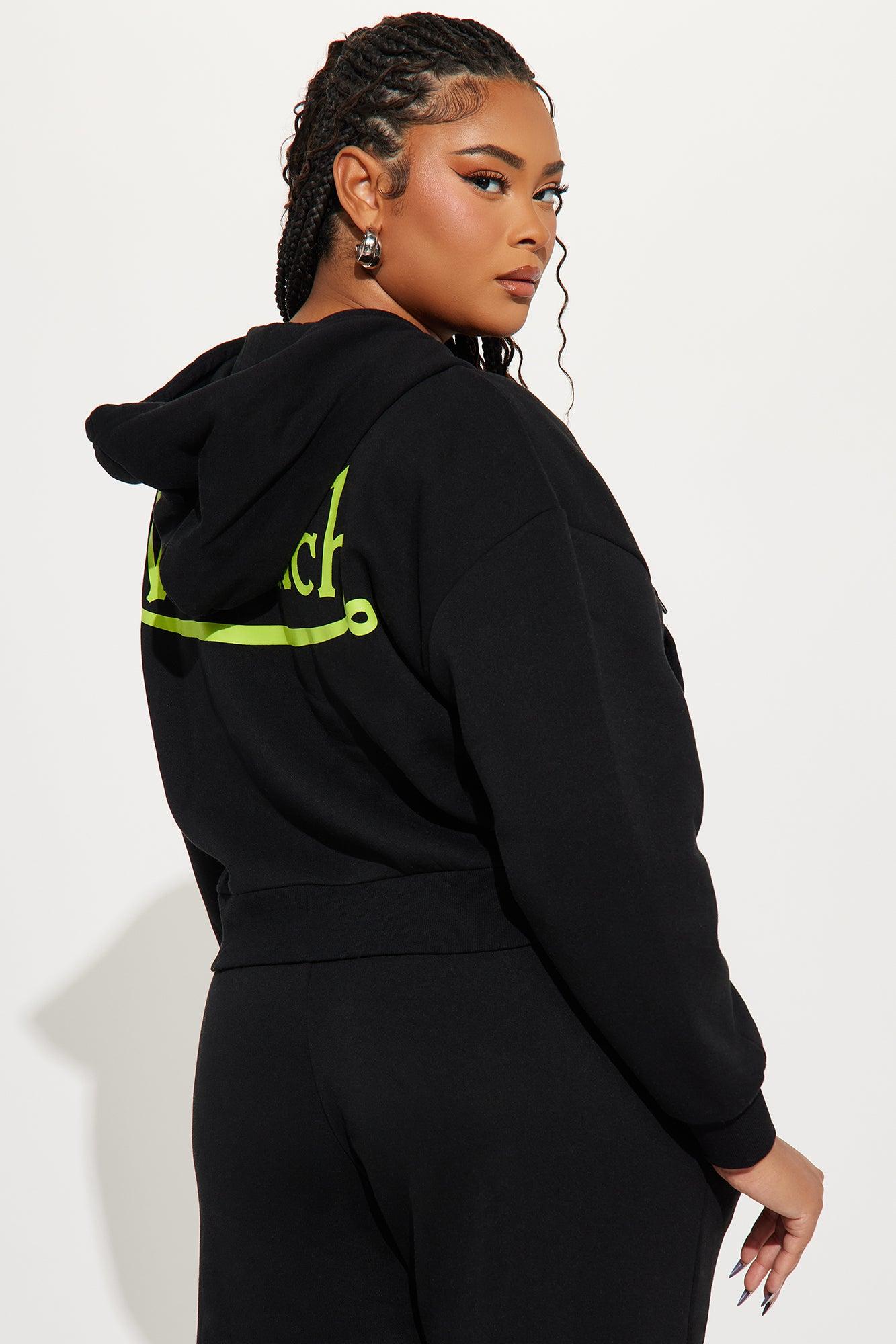 Von Dutch Embroidered Cropped Hoodie - Black/Green Product Image