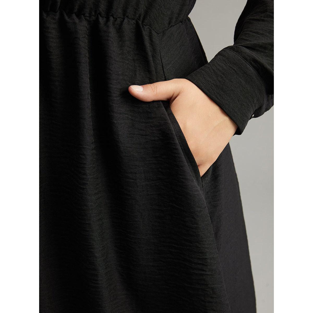 Plus Size Plaid Patchwork Button Through Pocket Dress Multicolor Women Office Contrast Shirt collar Long Sleeve Curvy Midi Dress BloomChic 22-24/3X Product Image