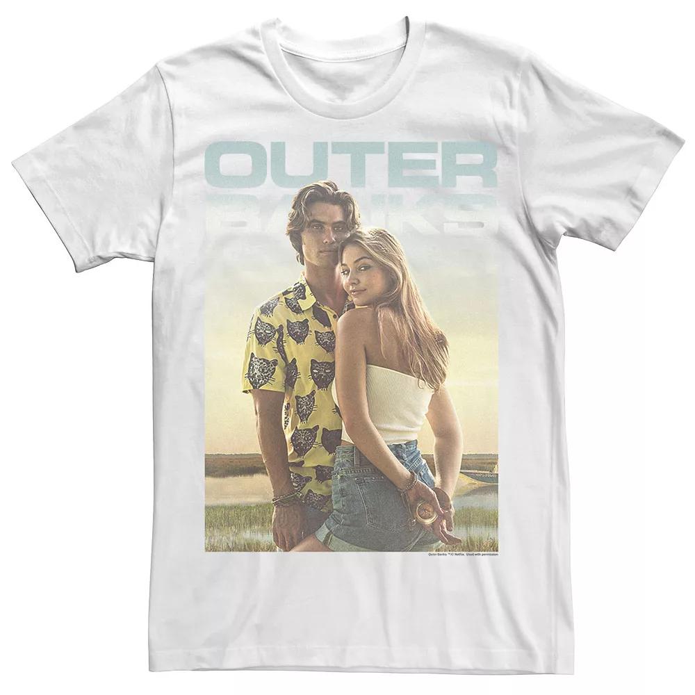 Men's Netflix Outer Banks John And Sarah Poster Tee, Size: XXL, White Product Image